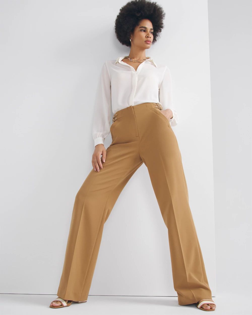 Buckle-Waist Wide-Leg Pant | White House Black Market